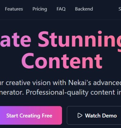 Nekai Web App Landing Page