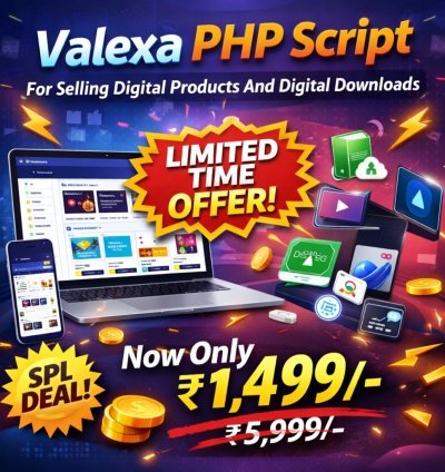 Valexa PHP Script For Selling Digital Products And Digital Downloads